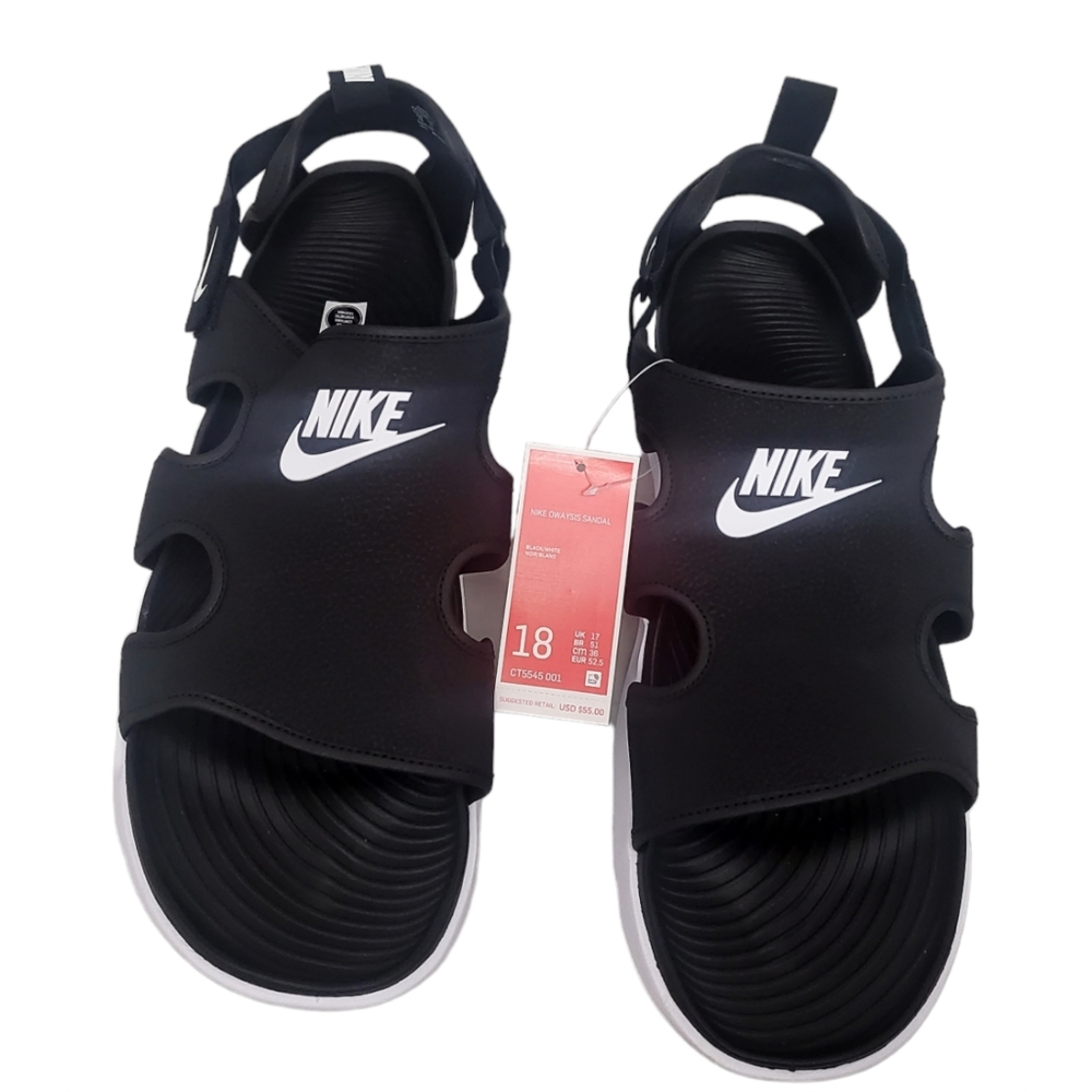 Nike Owaysis Mens Black and White Sandals NWT 18